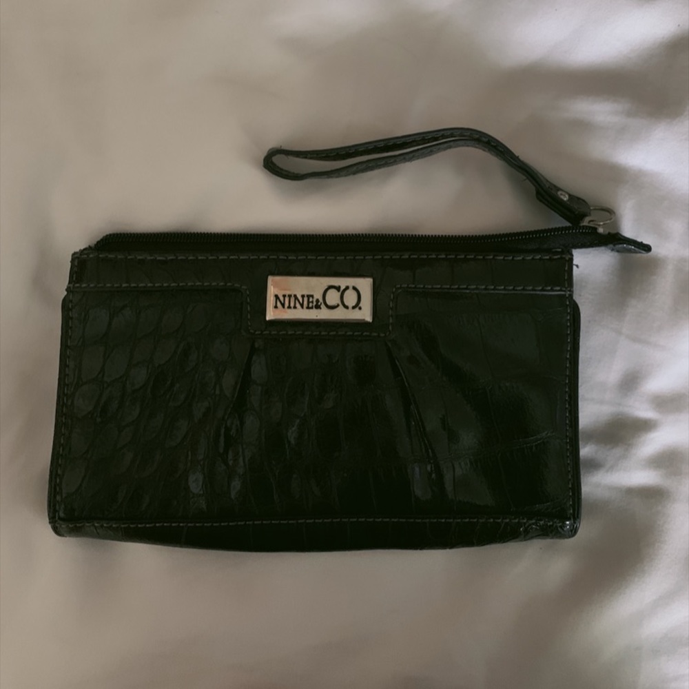 Black formal leather handbag